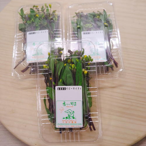 ベビーサイタイ 中国野菜の個性的な菜の花「紅菜苔」の脇芽 栄養凝縮 ベビー野菜 福岡県産